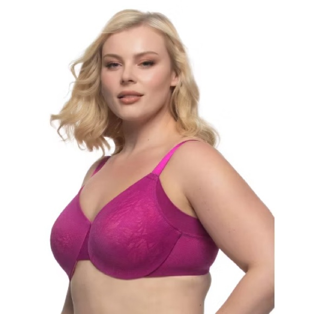 Jessamine Unlined Side Smoothing Minimizer Bra (Wild Aster / Iris Rose, 38DD) - Picture 2 of 11